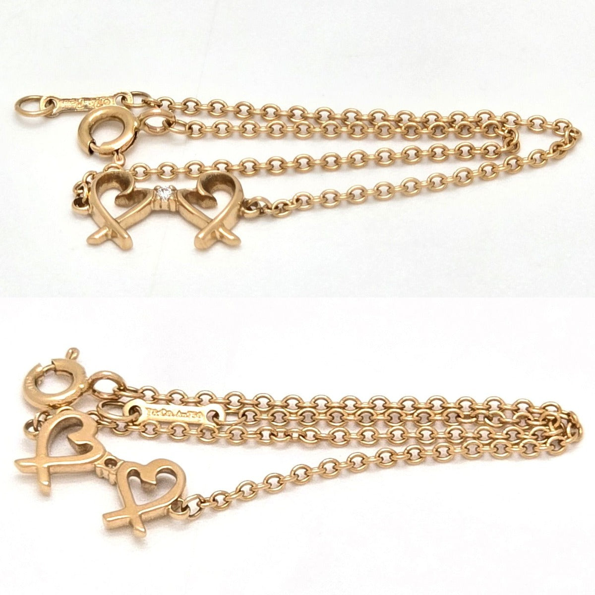 Tiffany & Co Double Rubbing Heart Bracelet Small 18K Yellow Gold — view 4