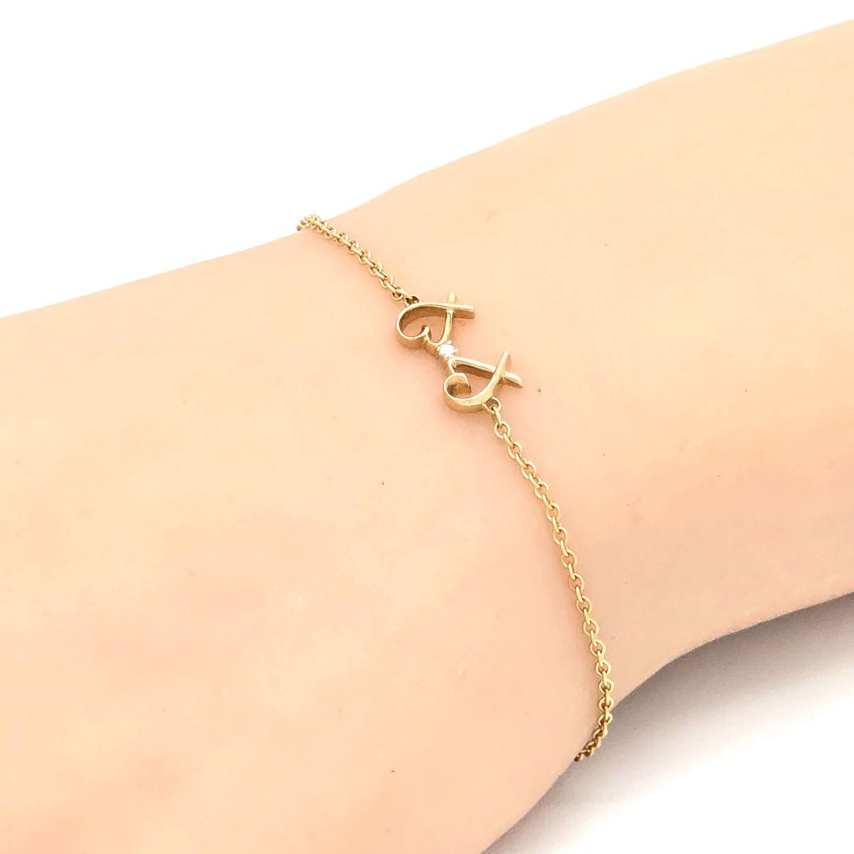 Tiffany & Co Double Rubbing Heart Bracelet Small 18K Yellow Gold — view 8