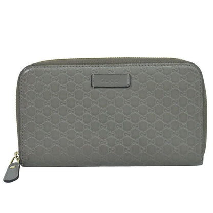 Authentic Gucci Shimmer Leather Round Zipper Long Wallet Long Wallet Gray