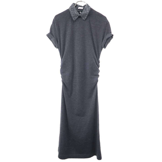 Brunello Cucinelli Spanco Lucara Wool Jersey Dress Gray