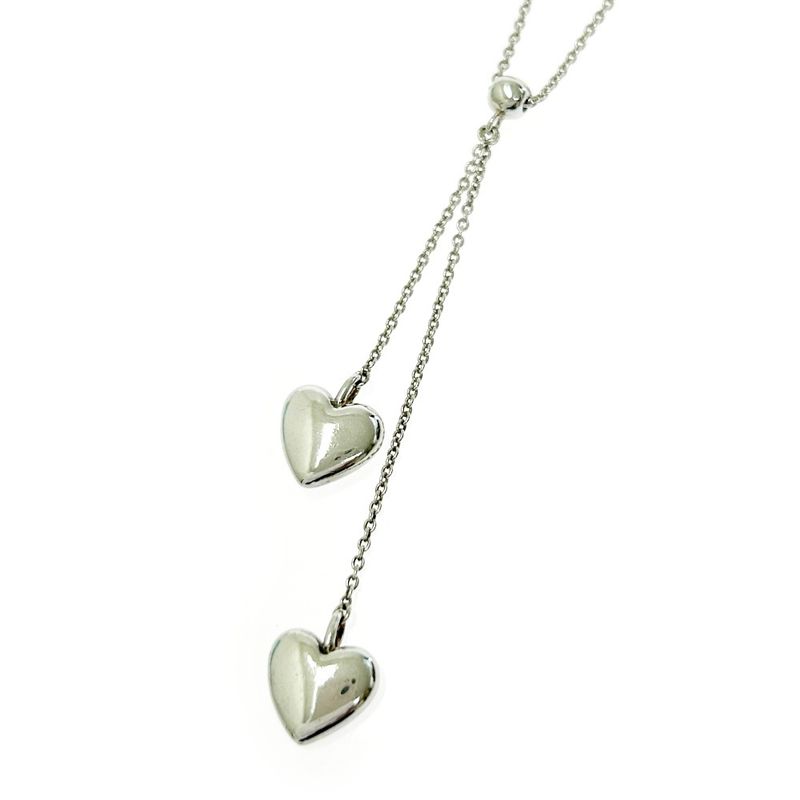 Tiffany & Co Silver Double Drop Heart Necklace 5.0g 925 Engraved 417878 Necklace