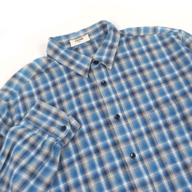Celine 21SS 2c486354m Loose Shirt In Checked Cotton 100% Cotton Checked Long