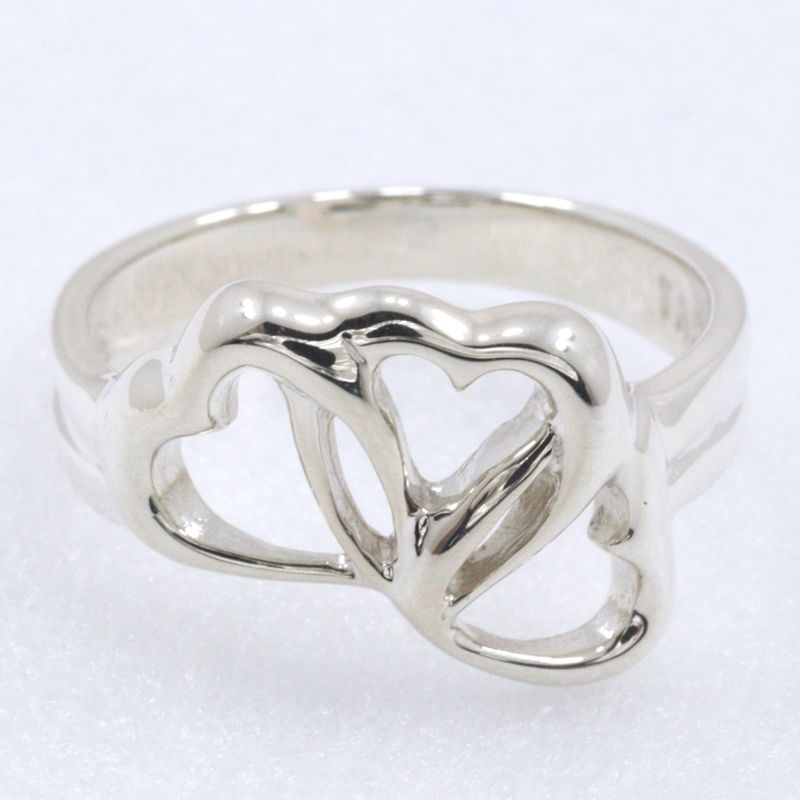 Tiffany & Co Triple Heart Silver 925 Size 10.5 Ladies' 2.8g Ring