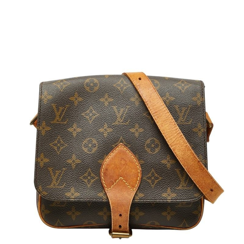 Louis Vuitton Monogram Cartouchiere MM Crossbody Shoulder Bag Brown