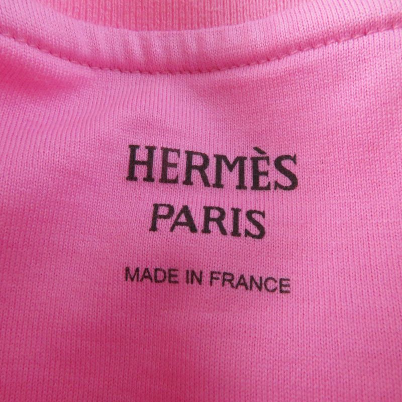 Hermes 23SS 3e4621dl Cartouche Cotton Mock Neck Short Sleeve T-shirt Pink 34