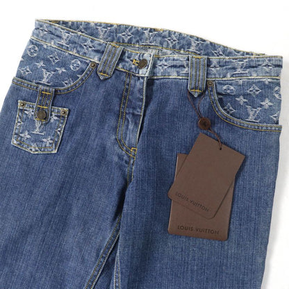 Louis Vuitton 100% Cotton Monogram Denim Pants Bottoms Indigo 38 Made In Italy