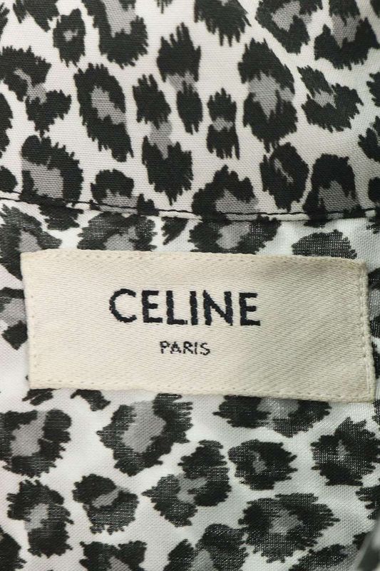 Celine 2c268900h Hawaiian Loose Leopard Print Long Sleeve Shirt Men 38