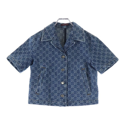 Gucci GG Denim Jacquard Top Short Sleeve Shirt Indigo