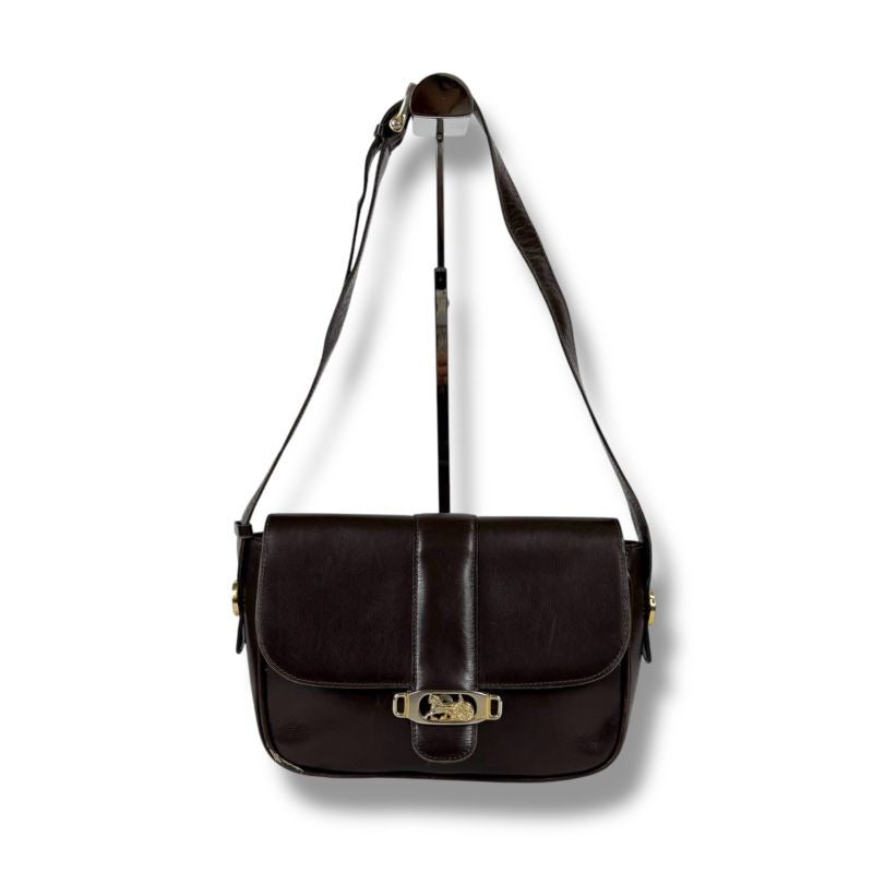 Celine Mini Shoulder Bag Dark Brown Leather Horse Carriage Hardware