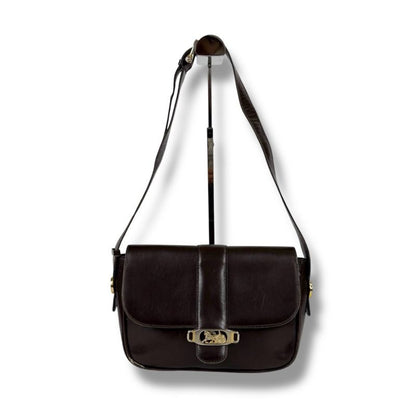 Celine Mini Shoulder Bag Dark Brown Leather Horse Carriage Hardware
