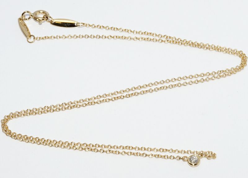 Tiffany & Co Pendant Necklace 18K Yellow Gold Diamond 1P (005ct) Elsa Peretti