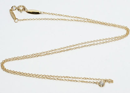 Tiffany & Co Pendant Necklace 18K Yellow Gold Diamond 1P (005ct) Elsa Peretti