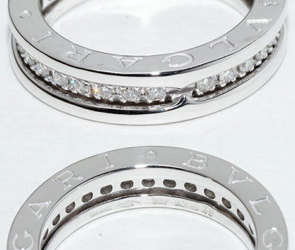 Bulgari Ring 18K White Gold Diamond 045ct Bzero1 Ring XS Full Diamond An850656