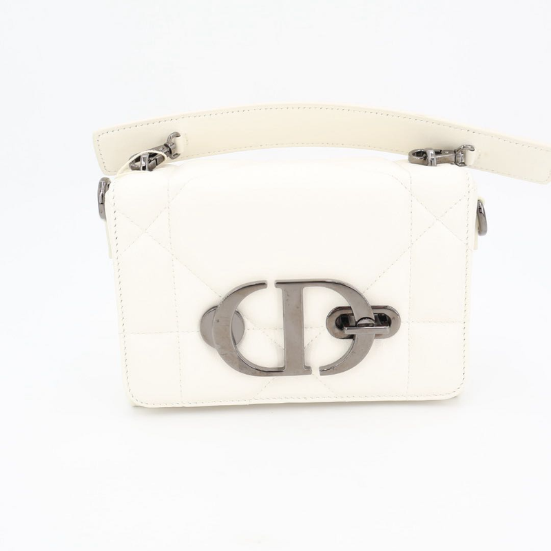 Christian DIOR Caro Chain Shoulder White Bag