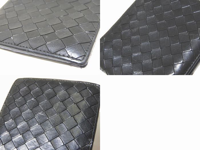 Bottega Veneta Bifold Wallet 113993 Black Intrecciato Leather Wallet Compact ▼7C