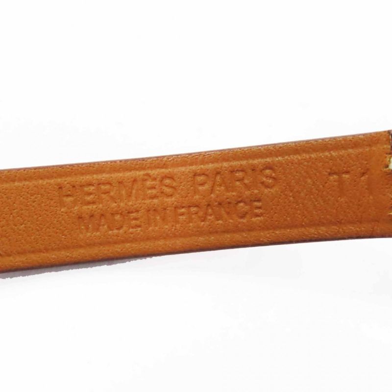 Hermes Rival Mini Gold Hardware Bracelet Bangle Leather Brown T1 With Z