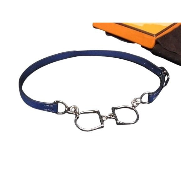 Hermes Choker Ettelier Dubreuil Blue Vorsift Silver Hardware 2 Strand