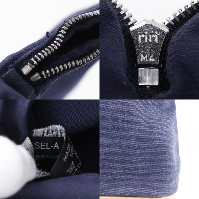 Hermes Bolide Pouch 25 Cotton Canvas Navy Blue Unisex Pouch