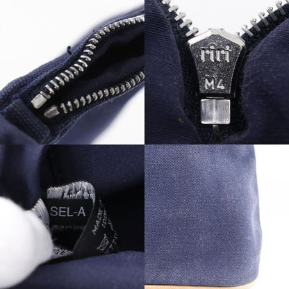 Hermes Bolide Pouch 25 Cotton Canvas Navy Blue Unisex Pouch