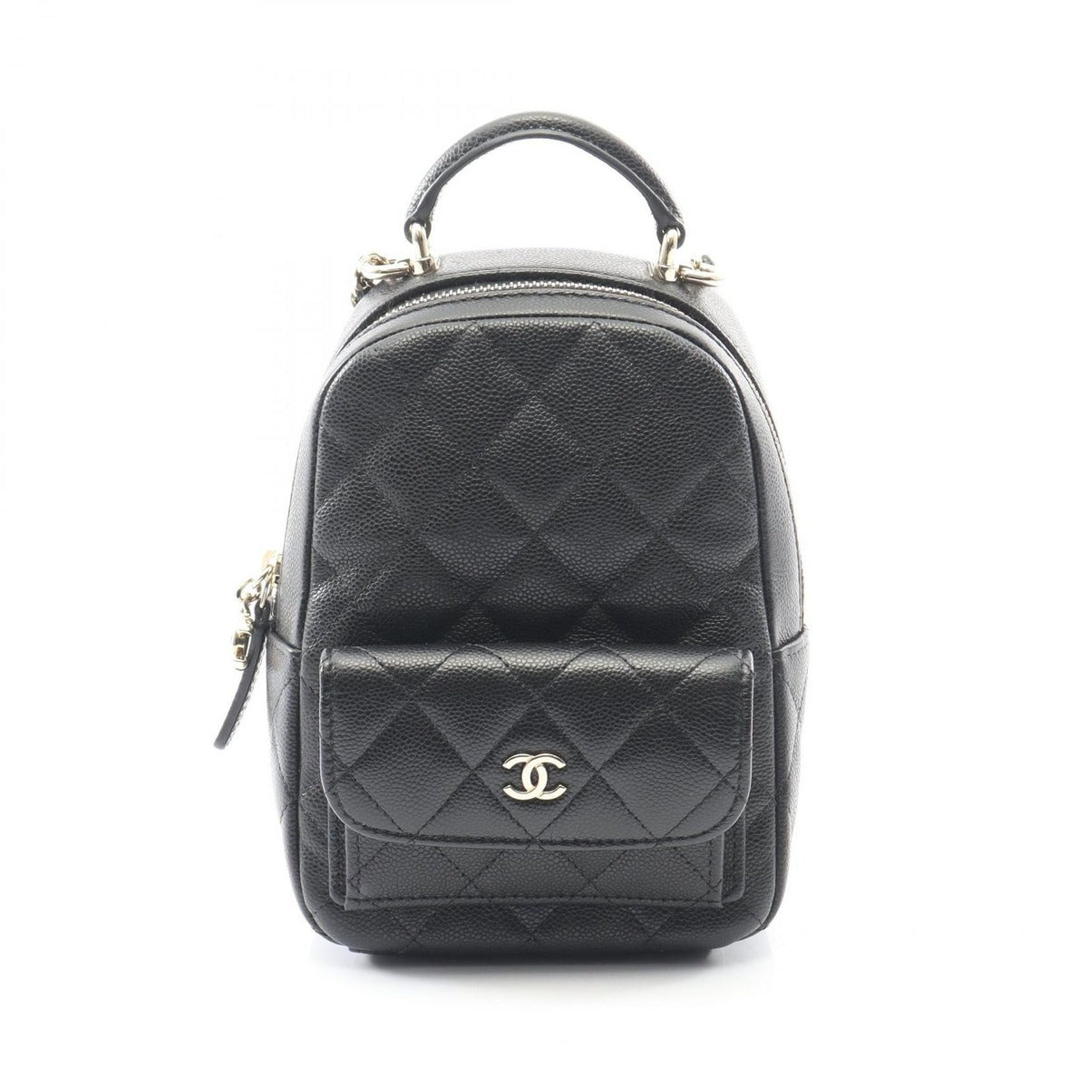Chanel Backpack Quilted Black Caviar Leather