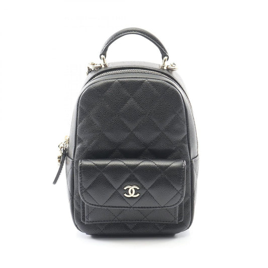 Chanel Backpack Quilted Black Caviar Leather
