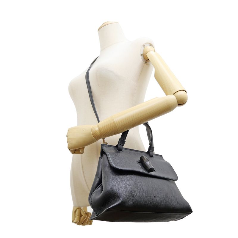 Gucci Daily - Bamboo - 2WAY Handbag Black Shoulder - Leather 370831