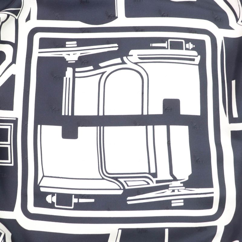 Hermes Coupes Tattoo Coupe Tattoo 100% Silk Full Design Scarf Navy With Box