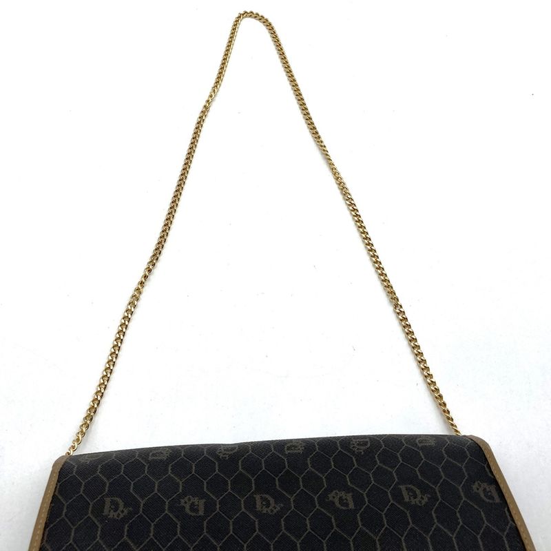 Dior Christian Dior Honeycomb Chain Shoulder Bag Brown Pvc/leather Women