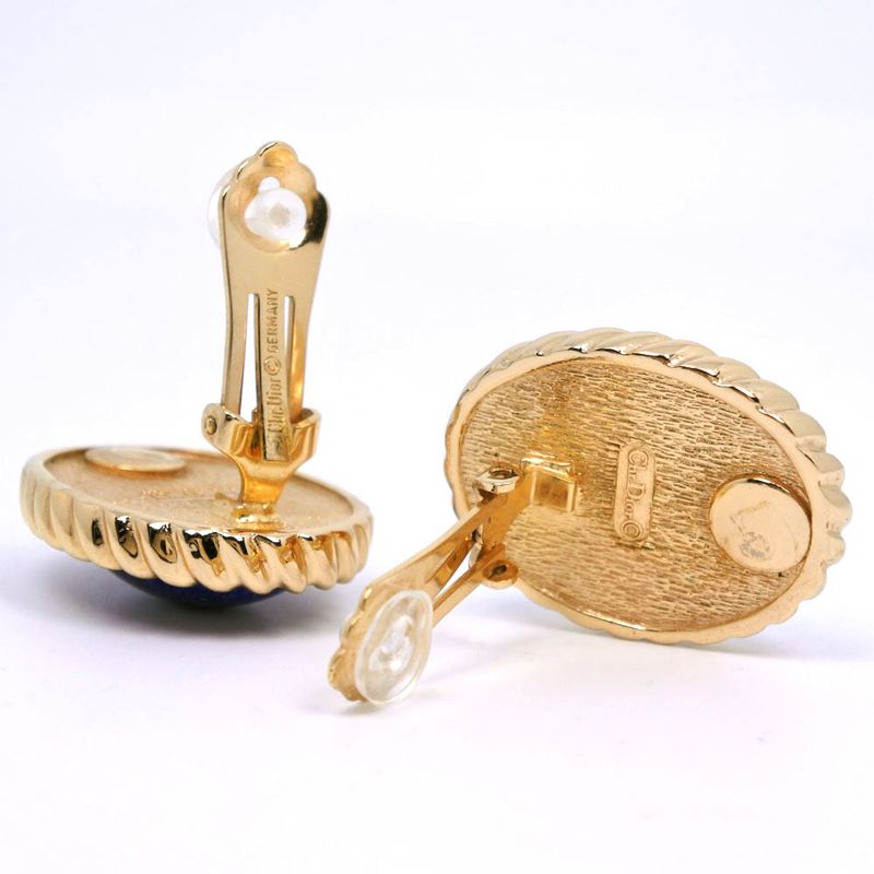[dior] Christian Dior Vintage Gold Plated Blue Ladies 35.5g Earring