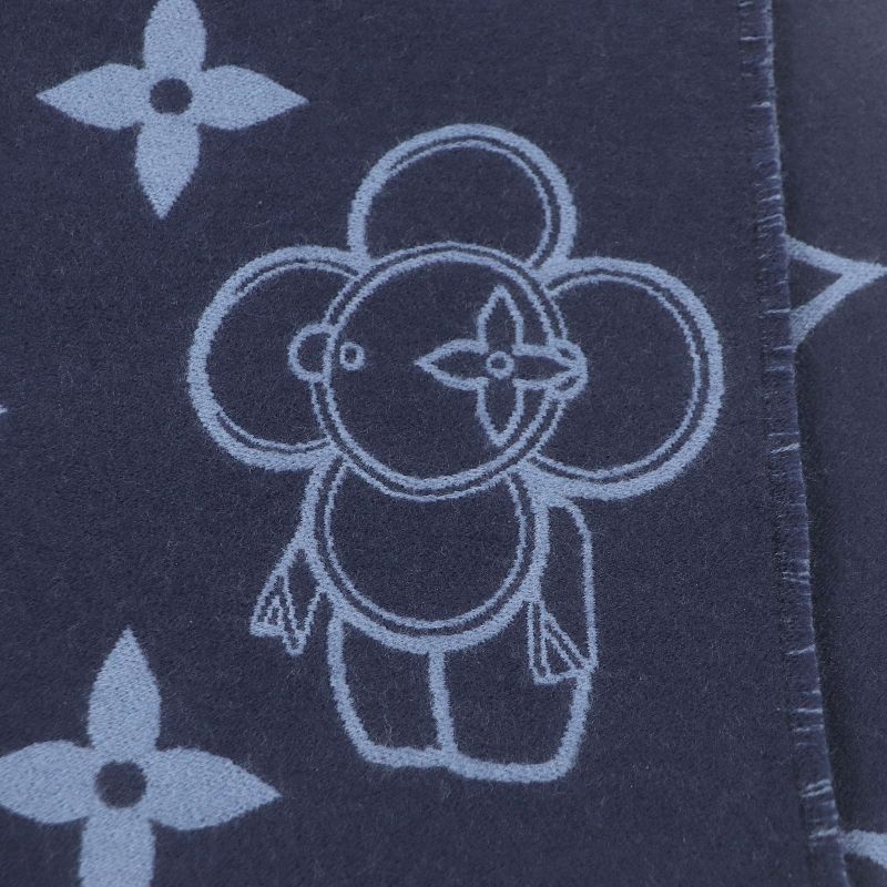 Louis Vuitton 2023 M77129 Scarf Monogram Vivienne Wool Navy Made In Italy