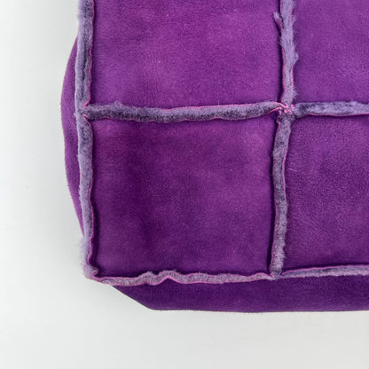 Chanel CC Logo Quilted Shoulder Bag Purple Mouton Suede Vintage — view 11