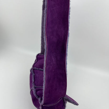 Chanel CC Logo Quilted Shoulder Bag Purple Mouton Suede Vintage — view 13