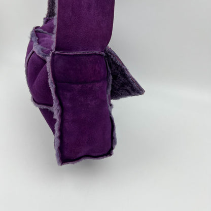 Chanel CC Logo Quilted Shoulder Bag Purple Mouton Suede Vintage — view 5