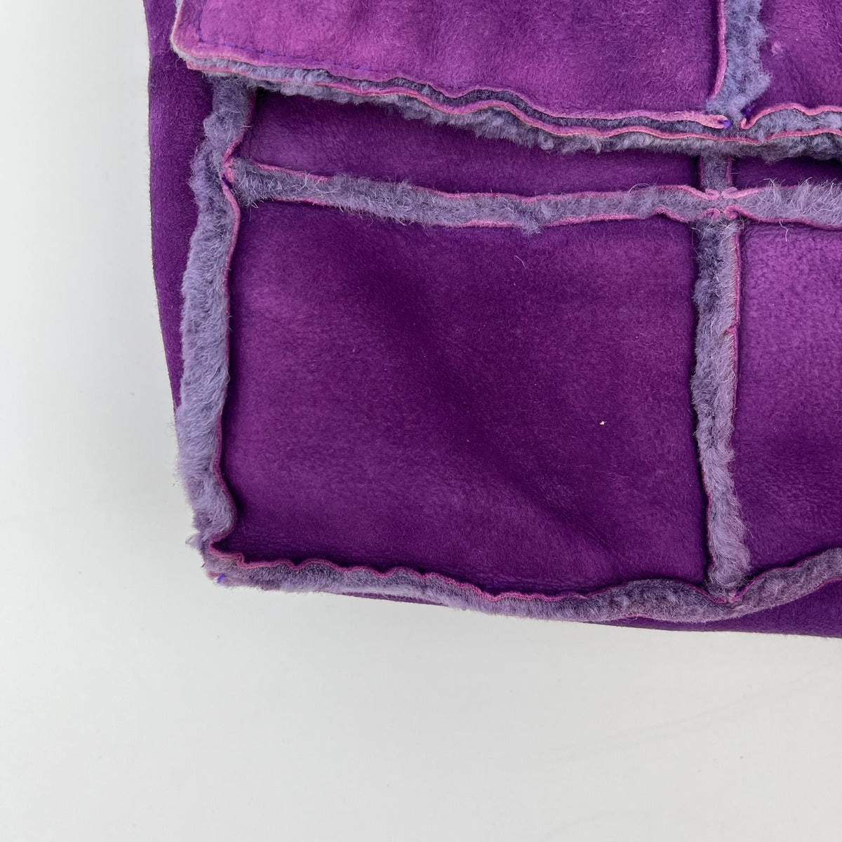 Chanel CC Logo Quilted Shoulder Bag Purple Mouton Suede Vintage — view 9
