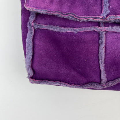 Chanel CC Logo Quilted Shoulder Bag Purple Mouton Suede Vintage — view 9
