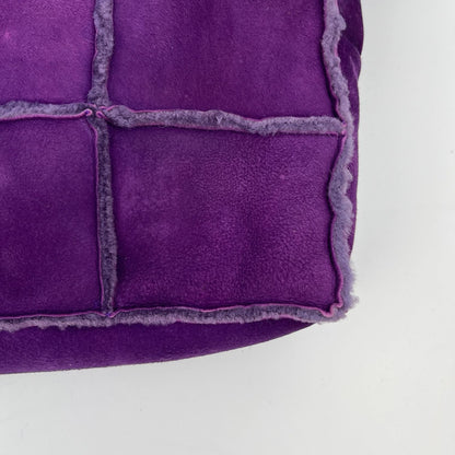 Chanel CC Logo Quilted Shoulder Bag Purple Mouton Suede Vintage — view 10