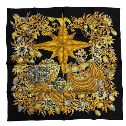 Hermes Carre 90 Passiflores Passion Flower Black 100% Silk Scarf — view 2