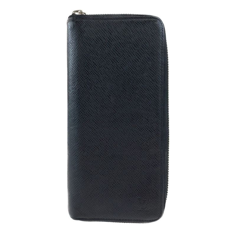 Louis Vuitton Taiga Zippy Wallet Vertical Ardoise Black Silver Hardware Leather