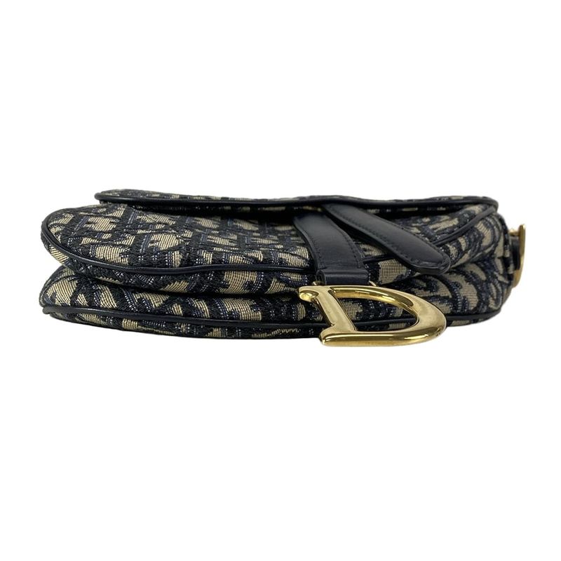 Dior/christian Dior Handbag Saddle Bagtrotter Navy And Ivory Mini Bag Leather