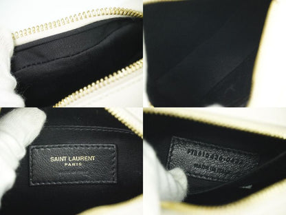 Authentic Saint Laurent Vinyle Chain Shoulder Bag Pochette Leather White 610436