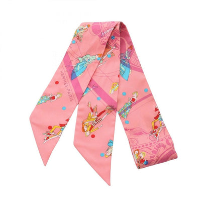 Hermes Scarf Twill Ex Libris les Parisie Pink Silk