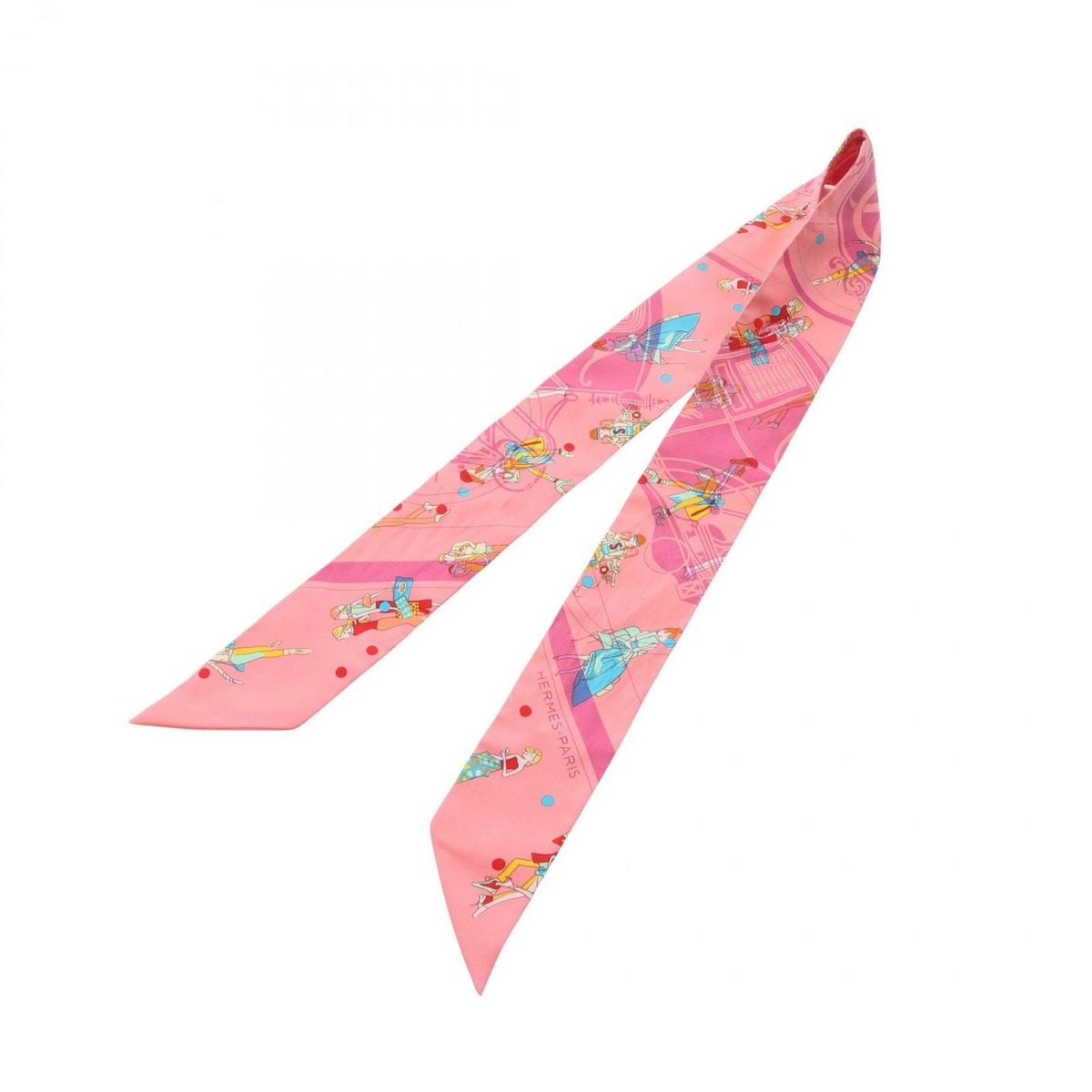 Hermes Scarf Twill Ex Libris les Parisie Pink Silk — view 2