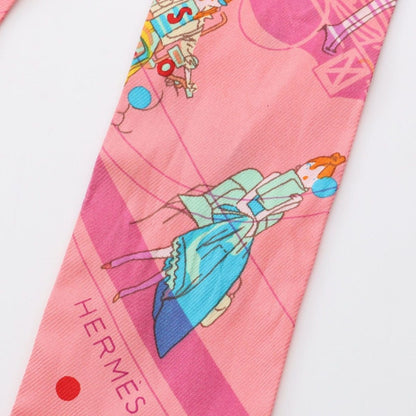 Hermes Scarf Twill Ex Libris les Parisie Pink Silk — view 9