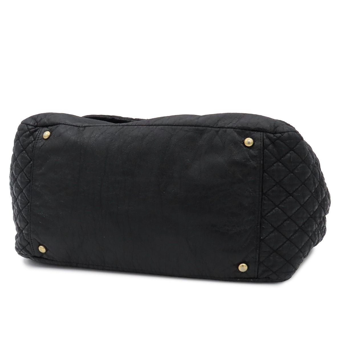 Chanel Chain Shoulder Bag CC Logo Black Gold Leather — view 3