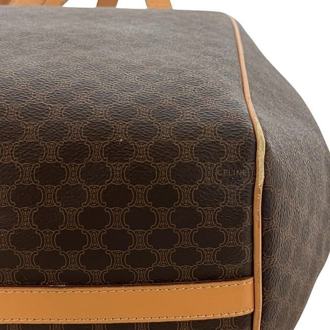 Celine Tote Bag Brown Beige Macadam Excellent Condition PVC Leather