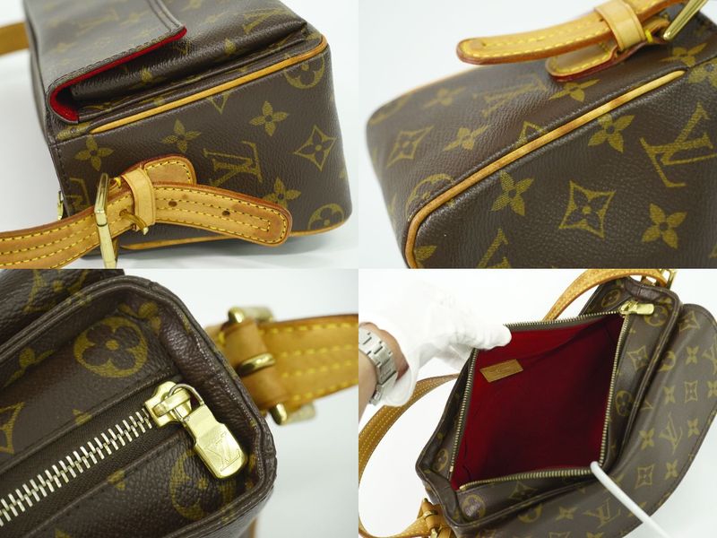 Authentic Louis Vuitton LV Viva Cité MM Monogram Shoulder Bag Handbag Brown