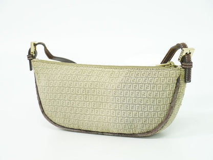 Authentic Fendi Zucchino Accessories Pouch Handbag Canvas Beige 8br133 Zucchino