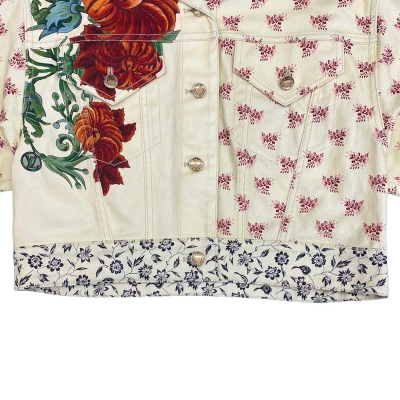 Louis Vuitton Denim Jacket Flja37fx0 Size 34 Yellow Flower Rw212w Fx0 Flja37