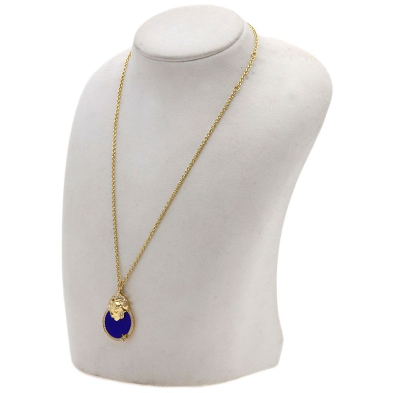 Chanel Suir Seigne Lapis Lazuli Necklace 18K Yellow Gold Ladies