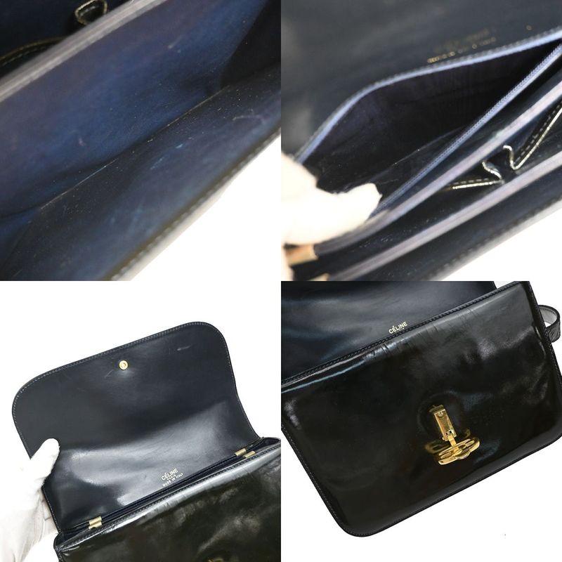 Celine Carriage Motif Shoulder Bag Enamel Navy 31ka940